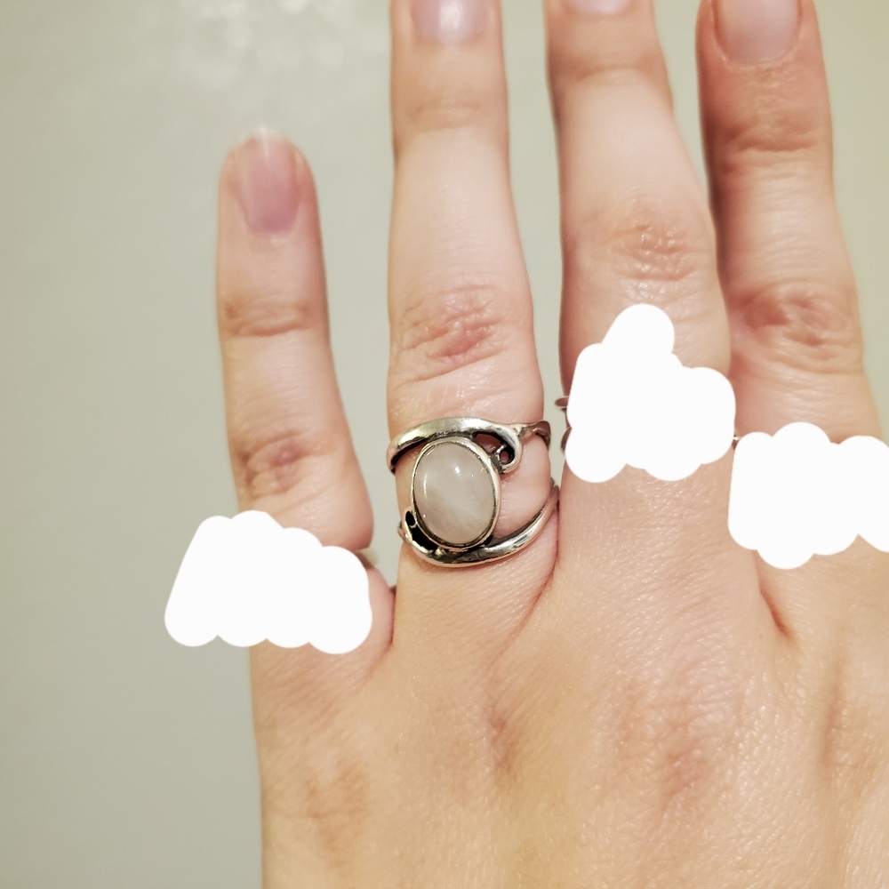 Rose Quartz Cabochon Sterling Silver Ring